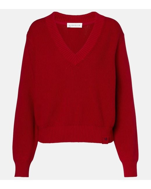 Jersey En Mezcla De Algodon Y Seda Victoria Beckham de color Red