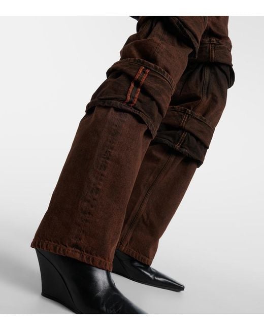 Y. Project Brown Layered High-Rise Wide-Leg Jeans