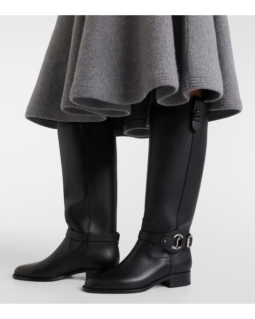 Christian Louboutin Black Dianouchette Botta Leather Flat Boots