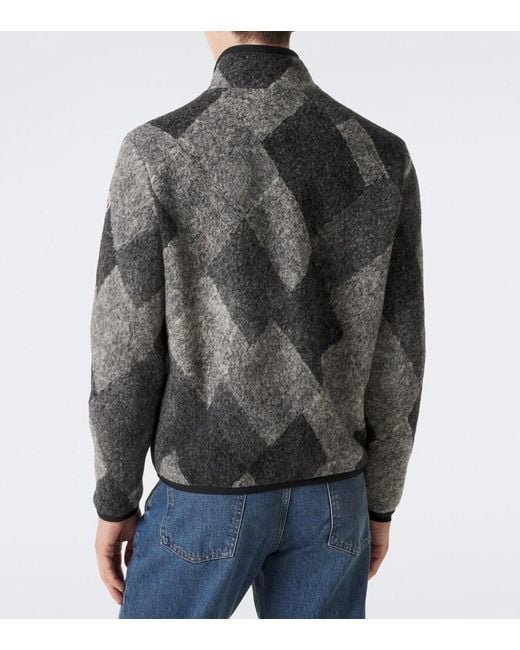 Moncler Black Argyle Wool-Blend Jacket for men