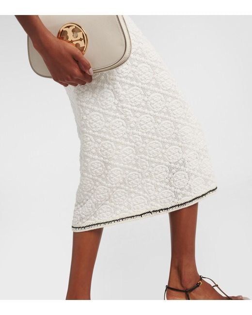 Tory Burch White Belted Cotton Midi Dress