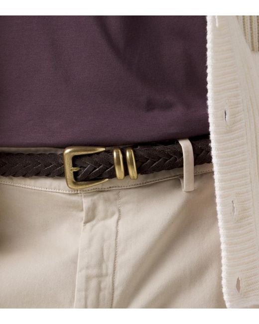 Eleventy Brown Braided Suede Belt for men