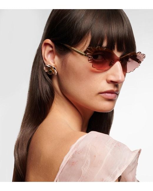 Aquazzura Pink Palm Beach Cat-Eye Sunglasses