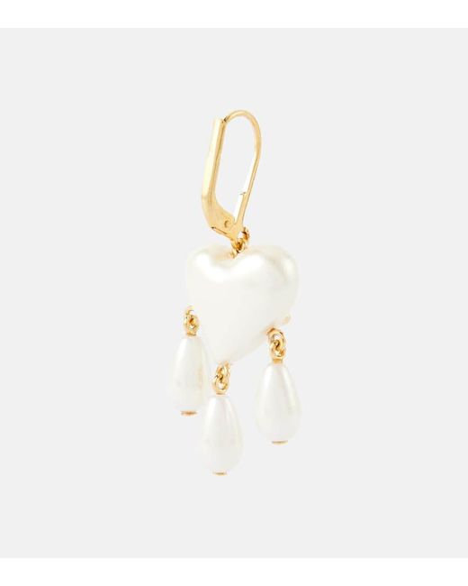Vivienne Westwood White Sheryl Orb Embellished Drop Earrings