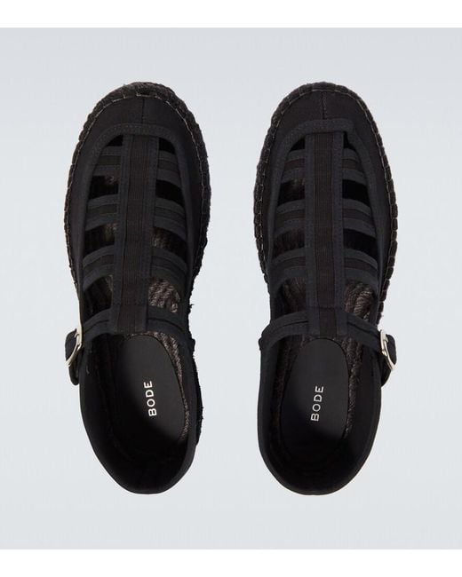 Bode Black Peggy Canvas Espadrilles for men