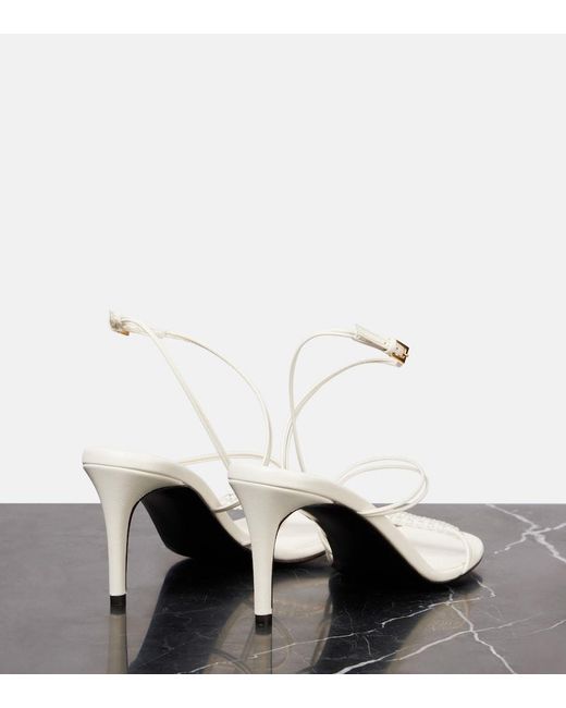 Khaite White Loop 75 Embellished Leather Sandals