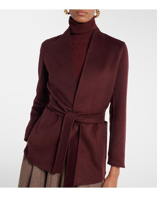 Max Mara Purple Harold Camel Hair Wrap Coat