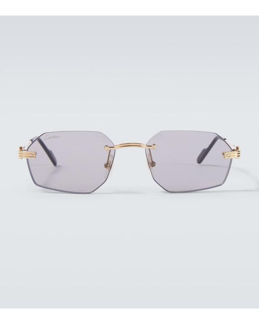 Cartier Blue Premiere De Cartier Rectangular Sunglasses for men