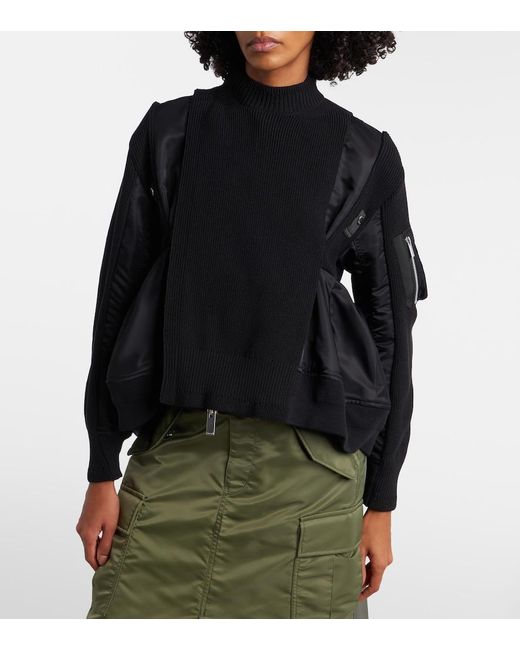 Sacai Black Paneled Blouson Jacket