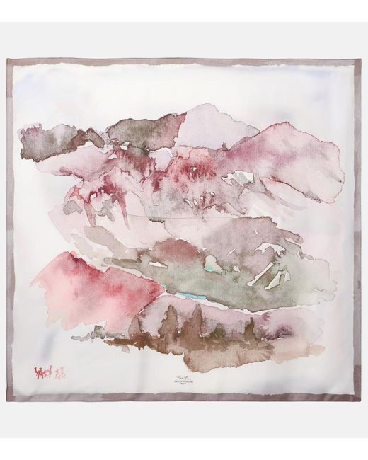 Loro Piana Pink Natura Argentina Printed Silk Scarf