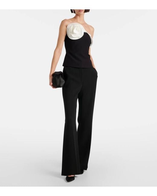 Roland Mouret Black Ruffled Strapless Crepe Top