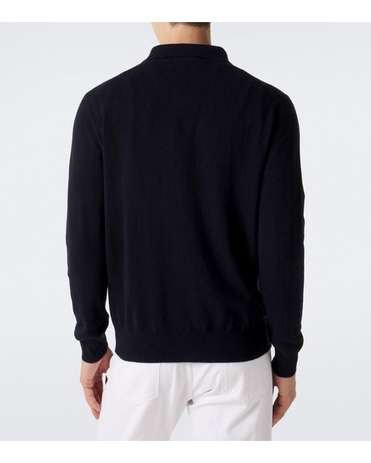 Allude Blue Cashmere Polo Sweater for men