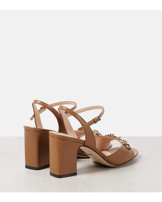Gucci Brown Lady Horsebit-Embellished Leather Sandals