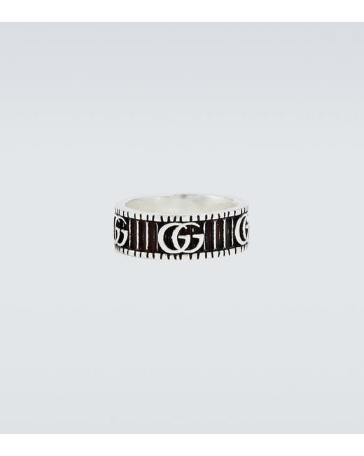 Gucci Metallic Silver Ring With Double G for men