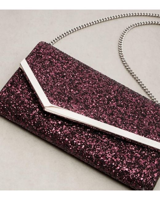 Clutch Emmie Con Paillettes di Jimmy Choo in Purple