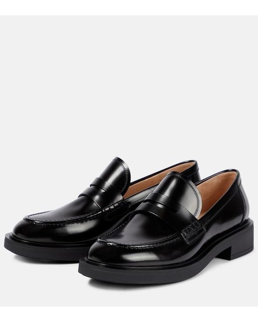 Gianvito Rossi Black Harris Leather Loafers