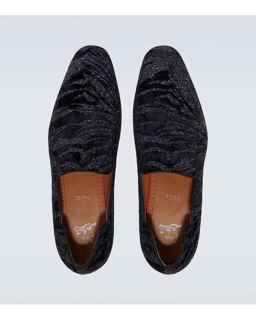 Christian Louboutin Black Dandy Chick Velvet Loafer for men