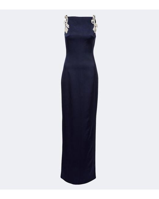 Rachel Gilbert Blue Oryx Embellished Crepe Gown