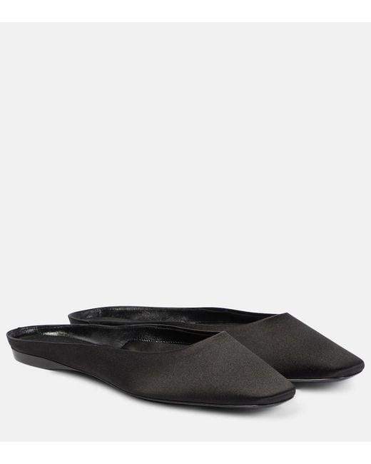 Saint Laurent Black Lido Satin Crepe Flats