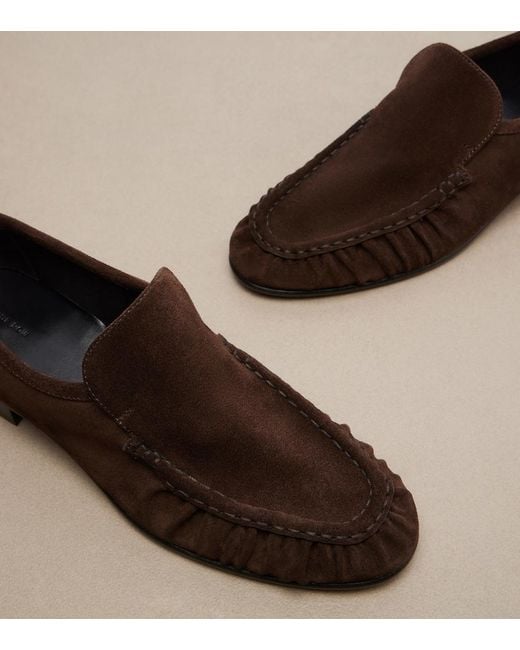 The Row Brown Soft Ruched Suede Loafers