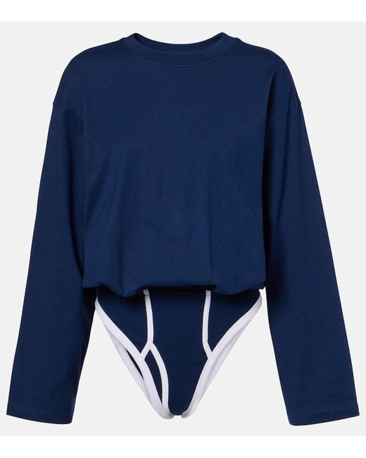 Jean Paul Gaultier Blue Cotton Bodysuit