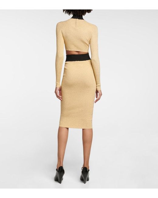 Prada Natural Lame Midi Skirt