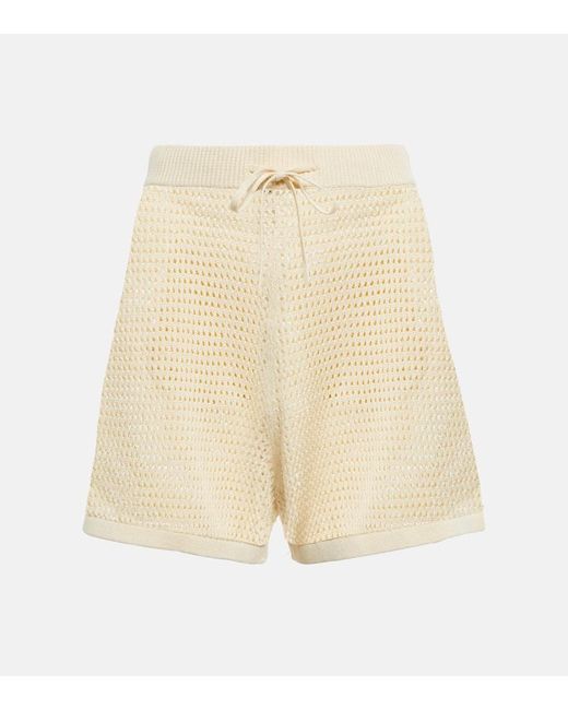Nanushka Natural Jael Crochet Cotton-Blend Shorts