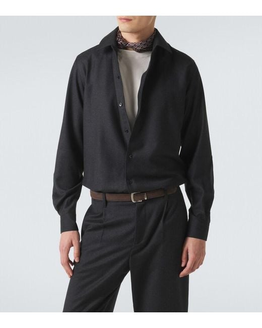 Agnona Blue Wool Shirt for men