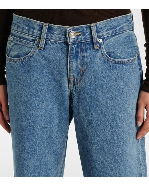 SLVRLAKE Denim Blue Lexi Low-Rise Wide-Leg Jeans