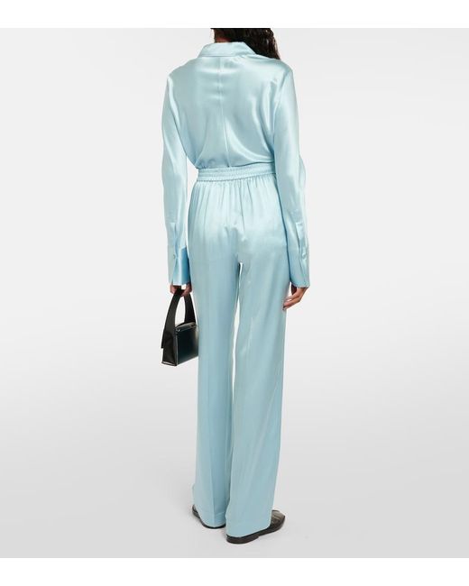 Joseph Blue Tova Silk Satin Straight Pants