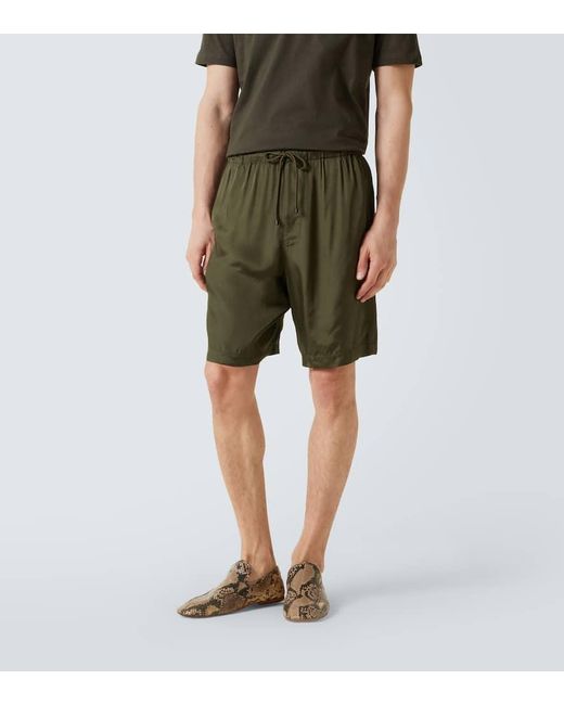 Dries Van Noten Green Metallic Straight Pants for men
