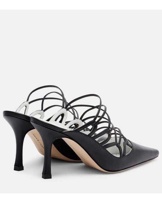Manolo Blahnik Black Netas 90 Leather Mules