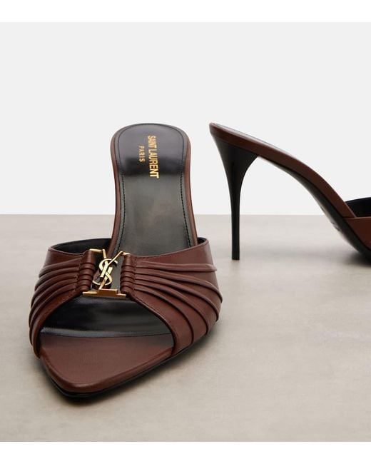 Mules Babylone Cassandre 90 En Cuir Saint Laurent en coloris Brown