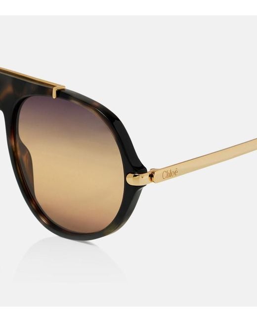 Chloé Brown Aly Combi Aviator Sunglasses