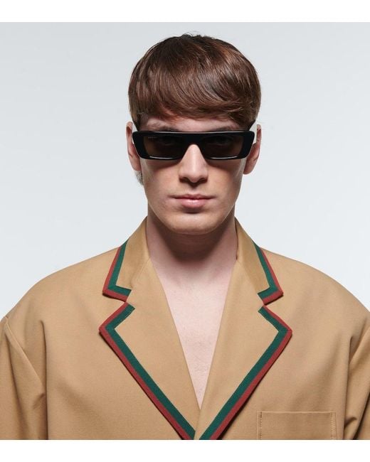 Occhiali Da Sole Rettangolari Con Logo di Gucci in Gray da Uomo