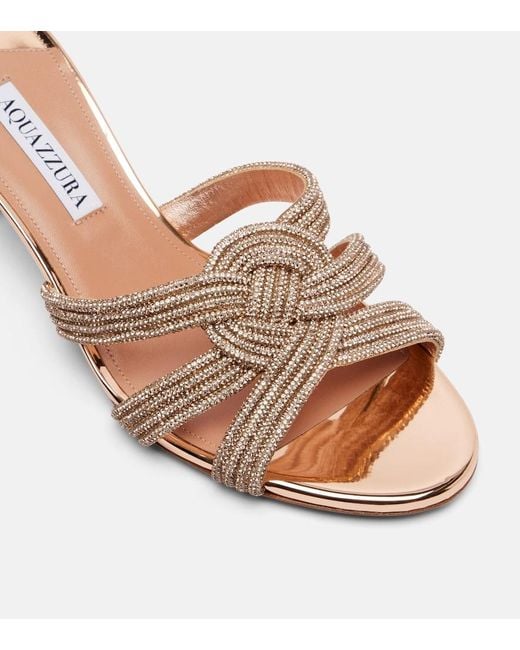 Aquazzura Pink Felix Embellished Leather Sandals