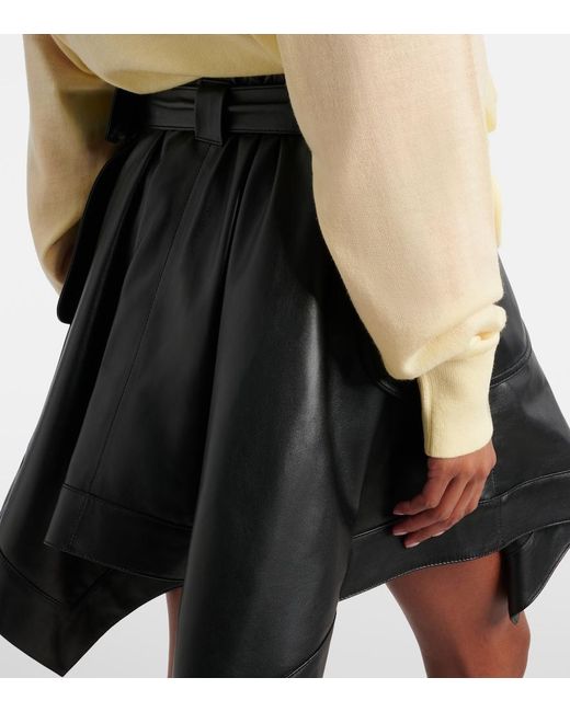 Loewe Black Double L Belted Leather Miniskirt