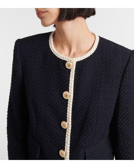 Veronica Beard Blue Mabel Cropped Tweed Jacket