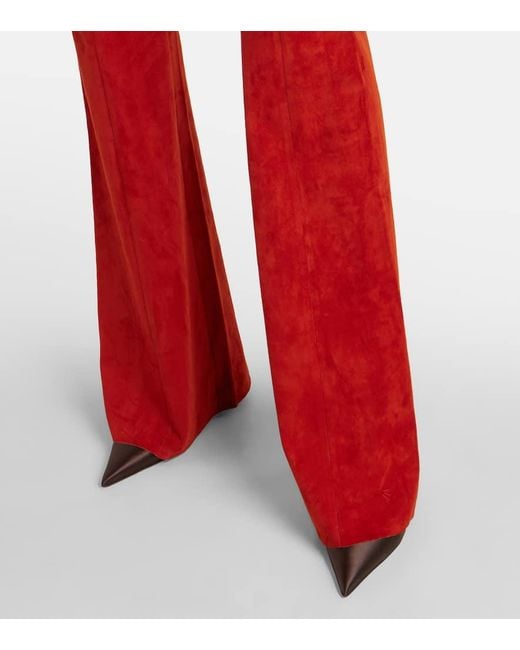 Stouls Gege High-Rise Suede Flared Pants