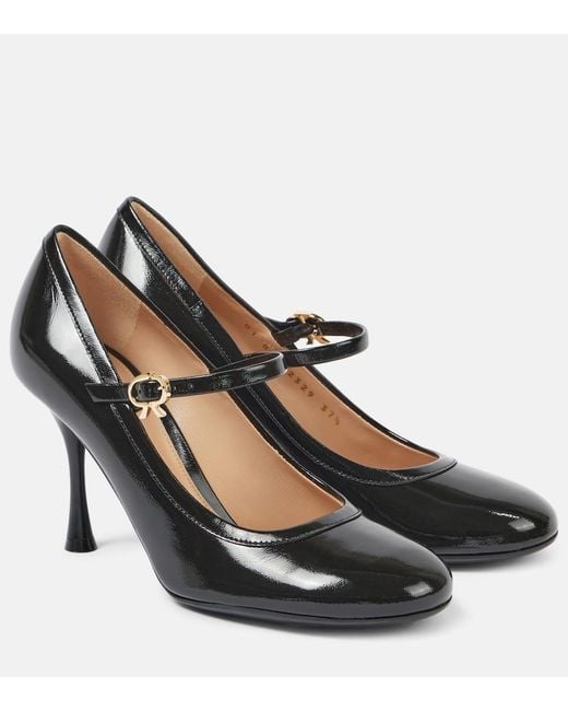 Gianvito Rossi Black Carla 85 Patent Leather Mary Jane Pumps