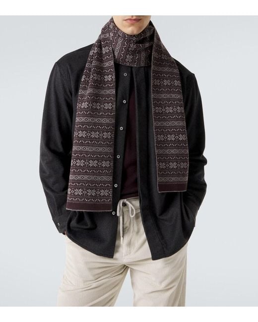 Sciarpa Fair Isle di Eleventy in Brown da Uomo