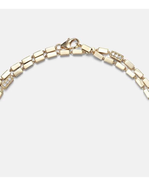 Suzanne Kalan Metallic Block-Chain 18Kt Chain Necklace With Diamonds