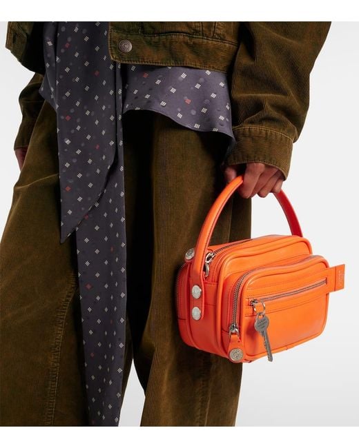 Acne Orange Camero Kit Leather Crossbody Bag