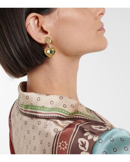 ALÉMAIS White Jem Heart Drop Earrings