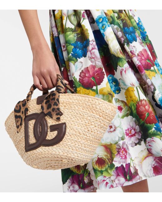 Dolce & Gabbana Metallic Kendra Small Straw Basket Bag