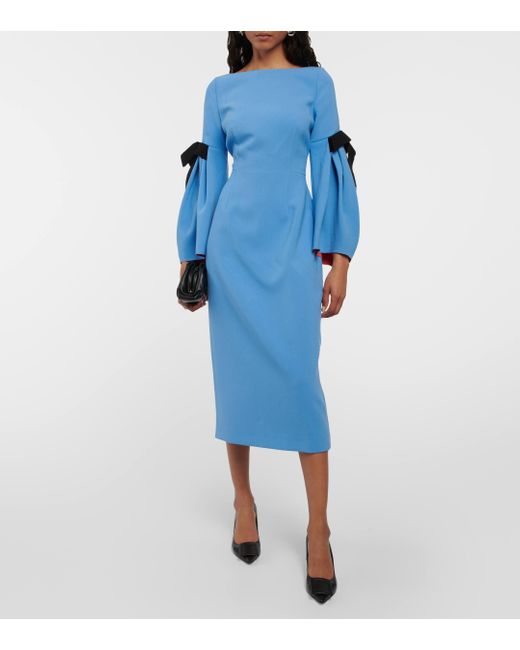 Roksanda Blue Venturi Bow-embellished Crepe Midi Dress