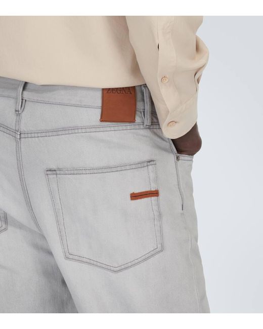 Zegna Gray Mid-rise Slim Jeans for men