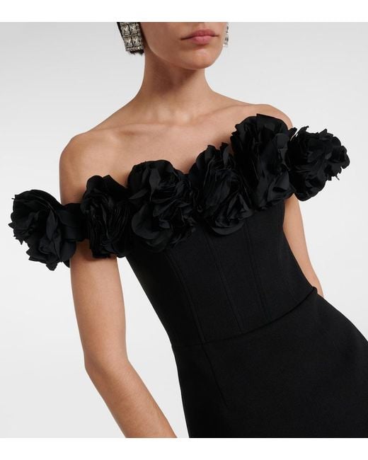 Rebecca Vallance Black Odetta Floral-Applique Minidress