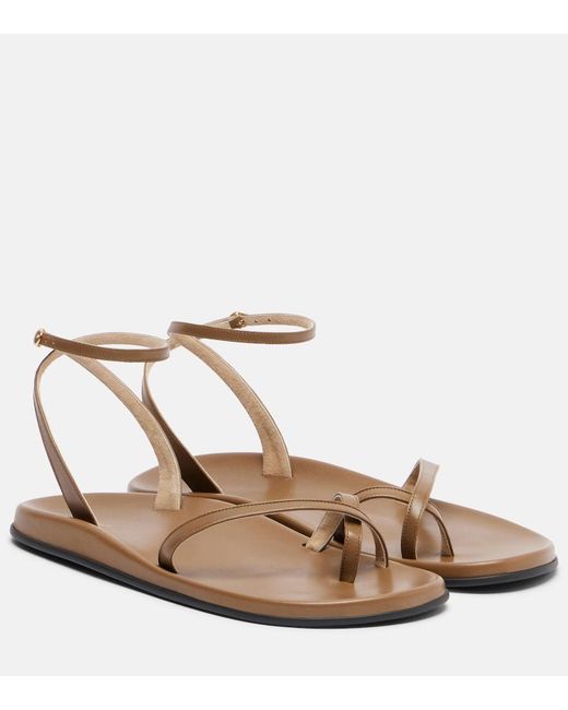 The Row Brown Hugh Leather Sandals