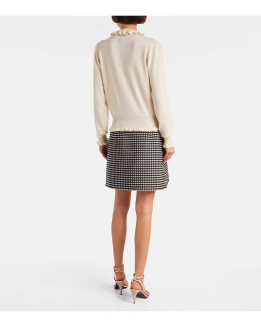Valentino Natural Ruffled Cashmere Polo Sweater